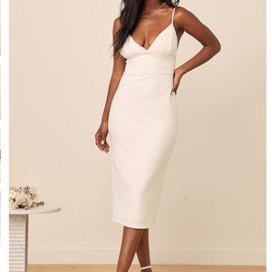NWT Lulu's All In Favor White Midi Dress